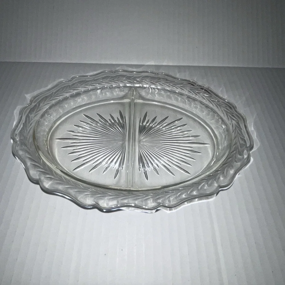 1930's Vtg Jeannette Glass Clear Sunburst 